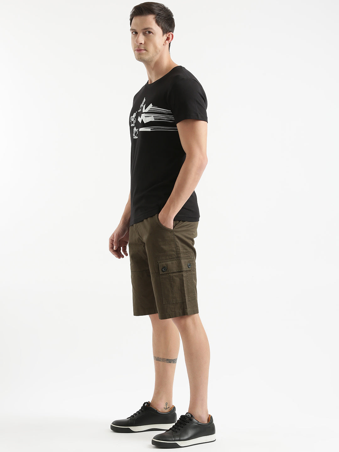 Printed Minion Black Slim Fit T-Shirt