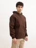 Solid Comfort Fit Hooded Jacket | Brown | WJK02FSCM1038W