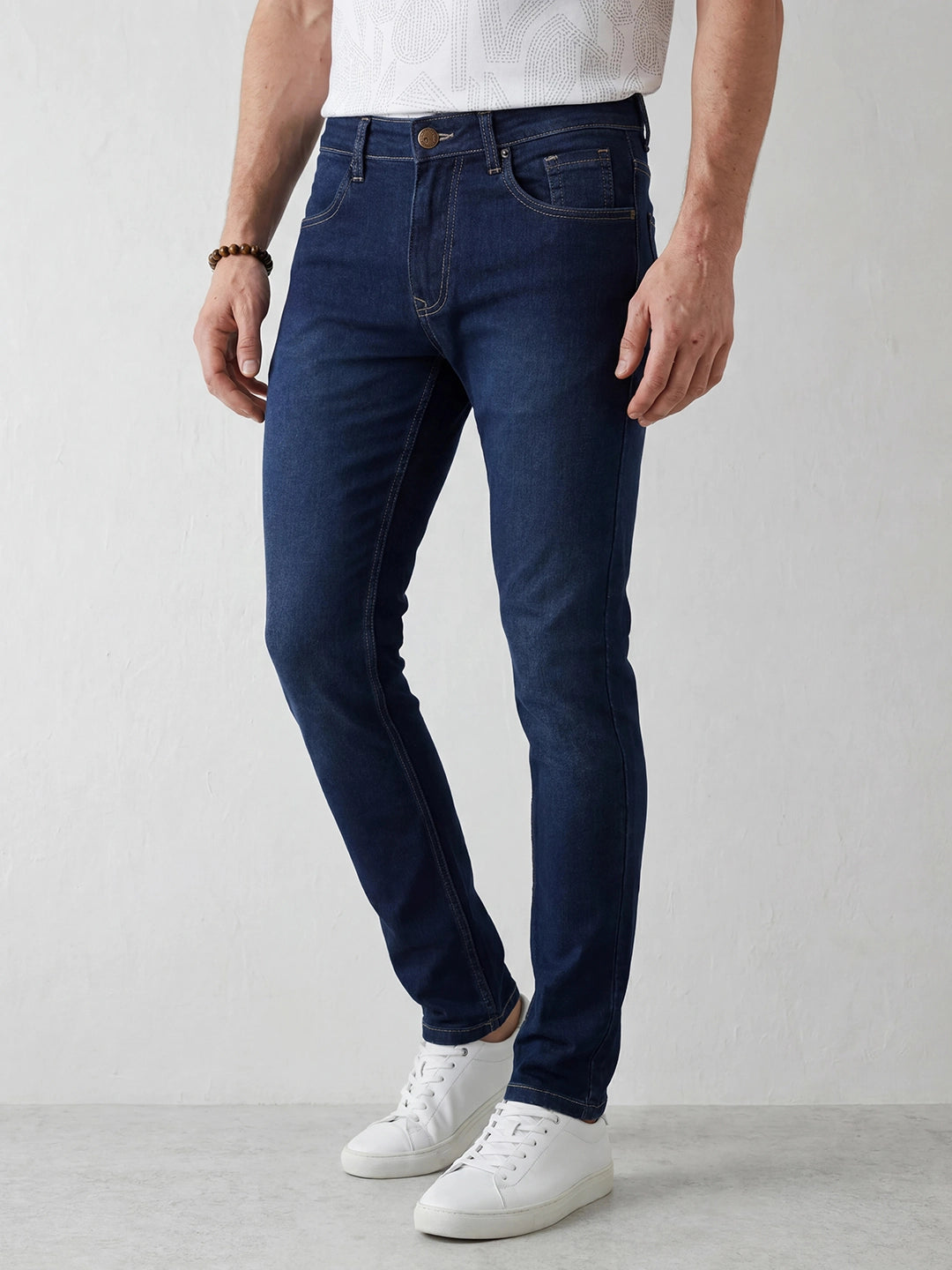 Solid Slim Fit Denim Jeans | Dark Blue