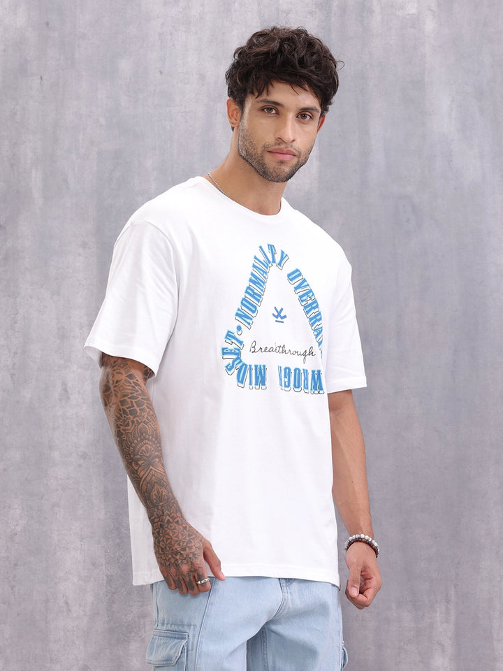 Retro Graphic Printed Oversized Fit T-shirt | White
