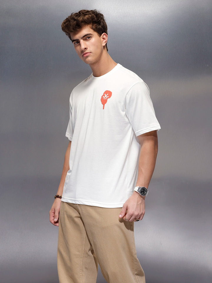 Casual Back Printed Oversized T-Shirt  | White