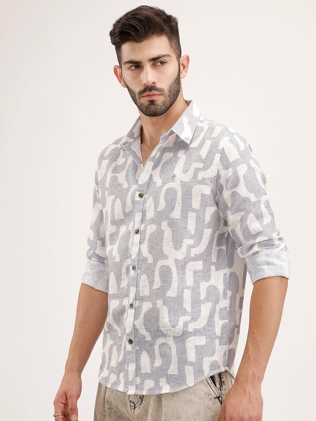Regular Fit AOP Shirt | Grey