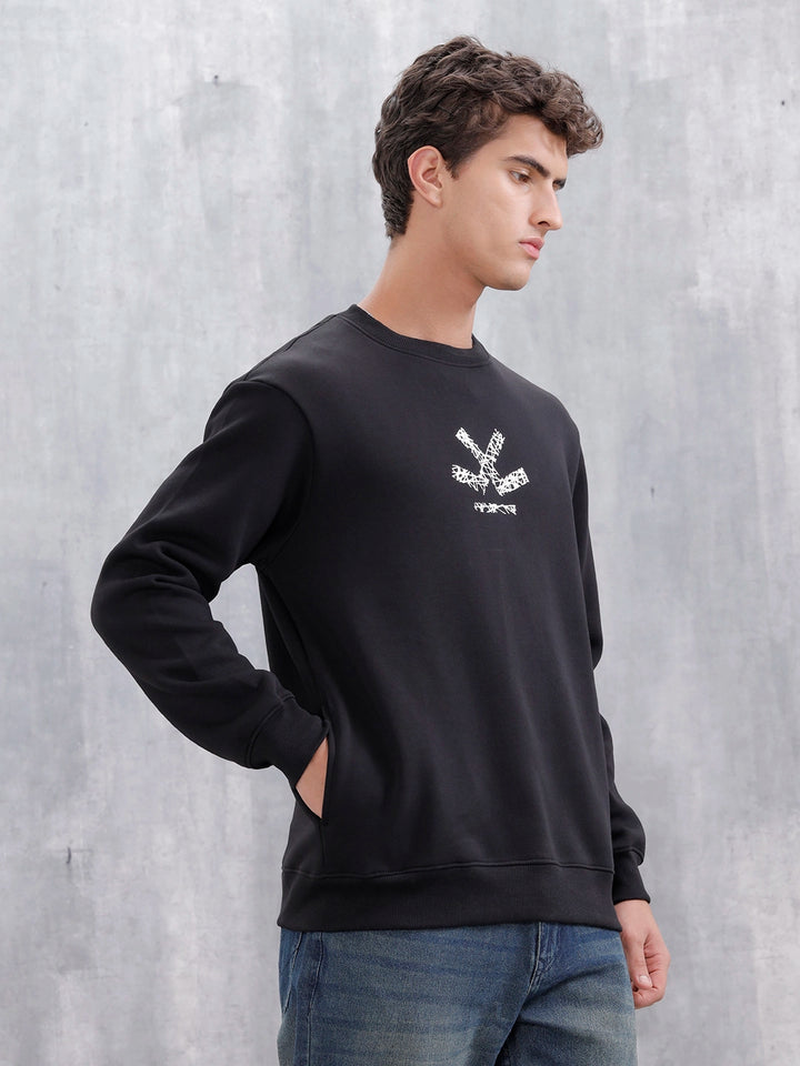 Men's Casual Branded Comfort Fit Sweatshirt  | Black