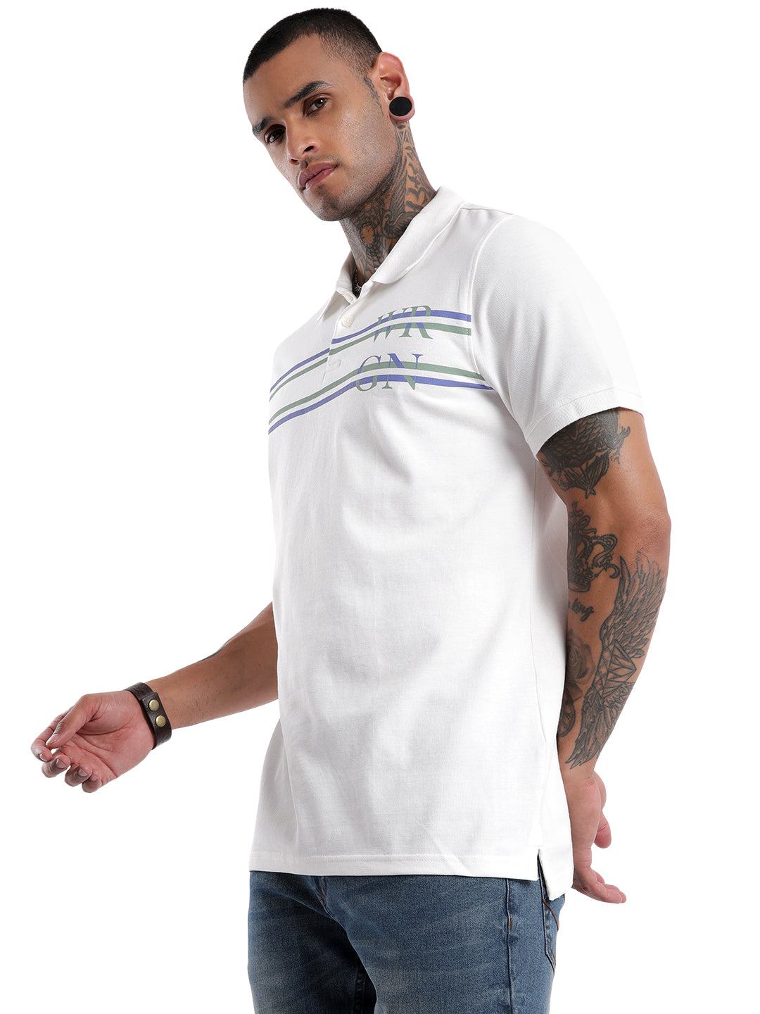 Apex White Cotton Polo T-Shirt