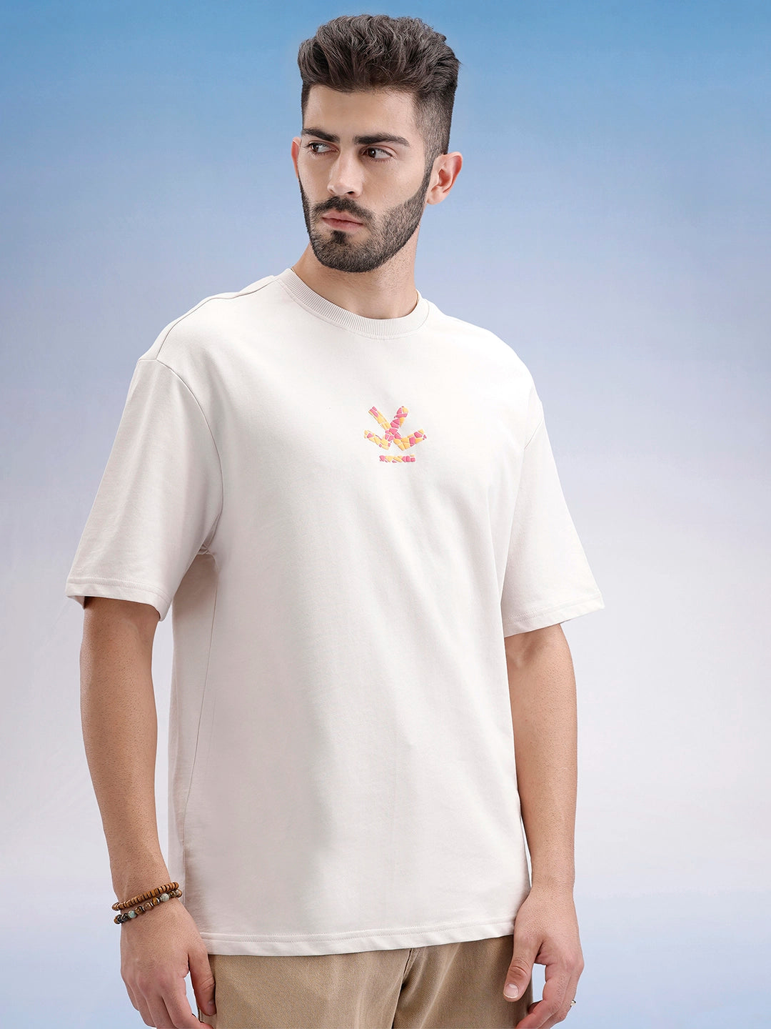 Oversized Fit Puffer Printed T-Shirt | Beige