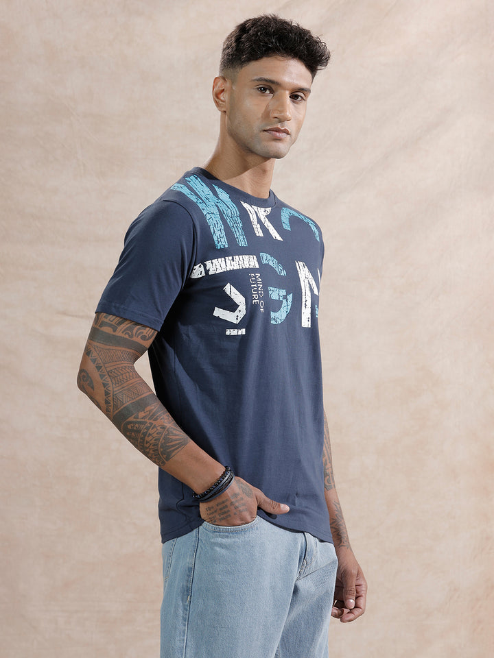 Graphic Slim Fit T-Shirt  | Navy Blue