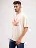 Oversized Fit Placemet Printed T-Shirt | Beige