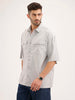 Oversized Double Pocket Half Sleeve Shirt | Grey