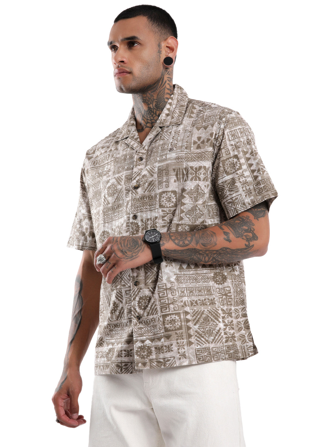 Abstract Brown AOP Spoyl Shirt