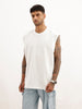 Solid Cut Off Sleeve T-Shirt | White