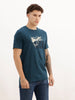 Slim Fit Placement Printed T-Shirt | Teal | WTS02HSSL1347S