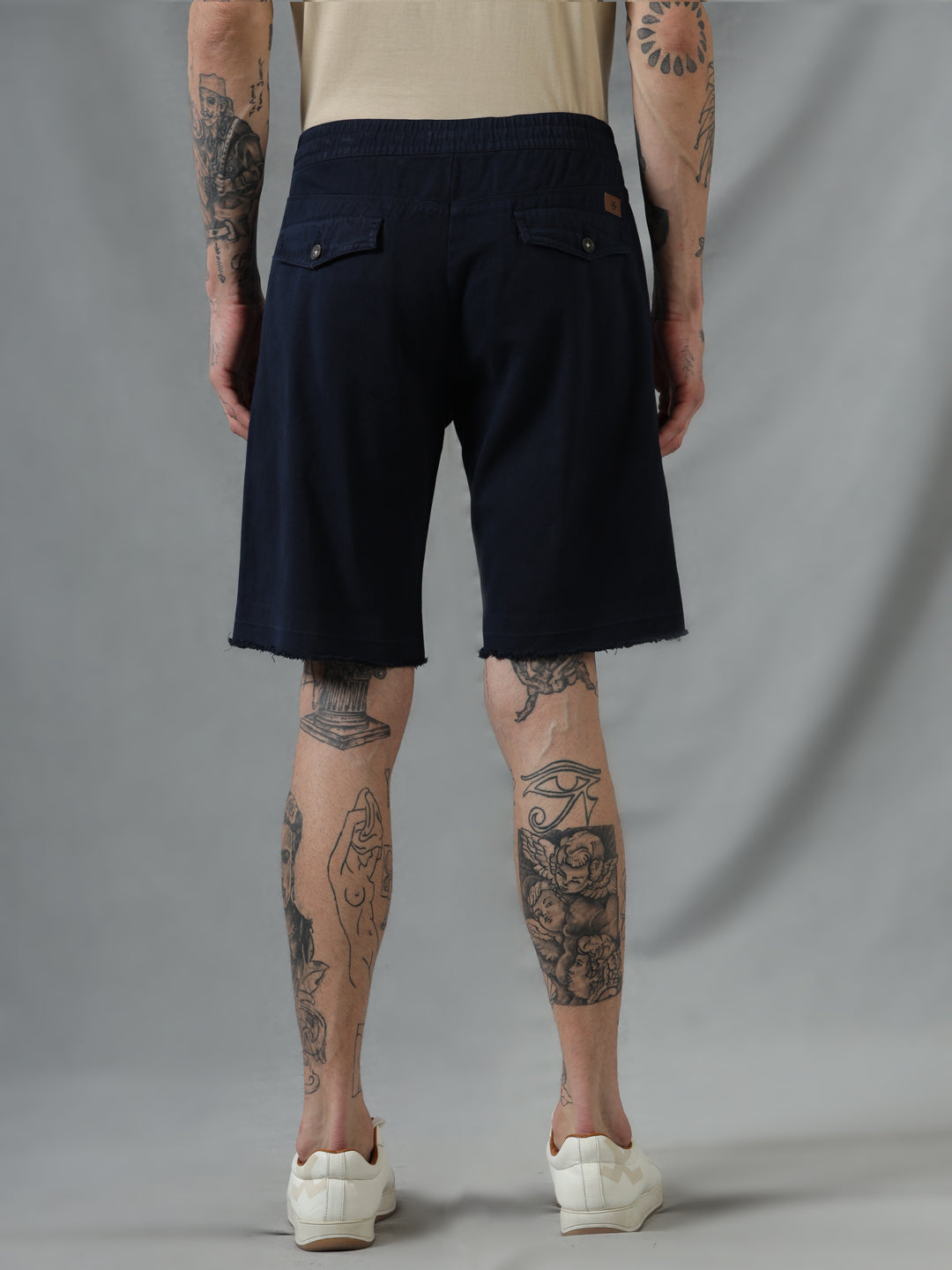 Drawstring Waist Navy Shorts