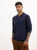 Slim Fit Flatknit Full Sleeve Polo T-Shirt | Navy Blue | WPT02FSSL1256S