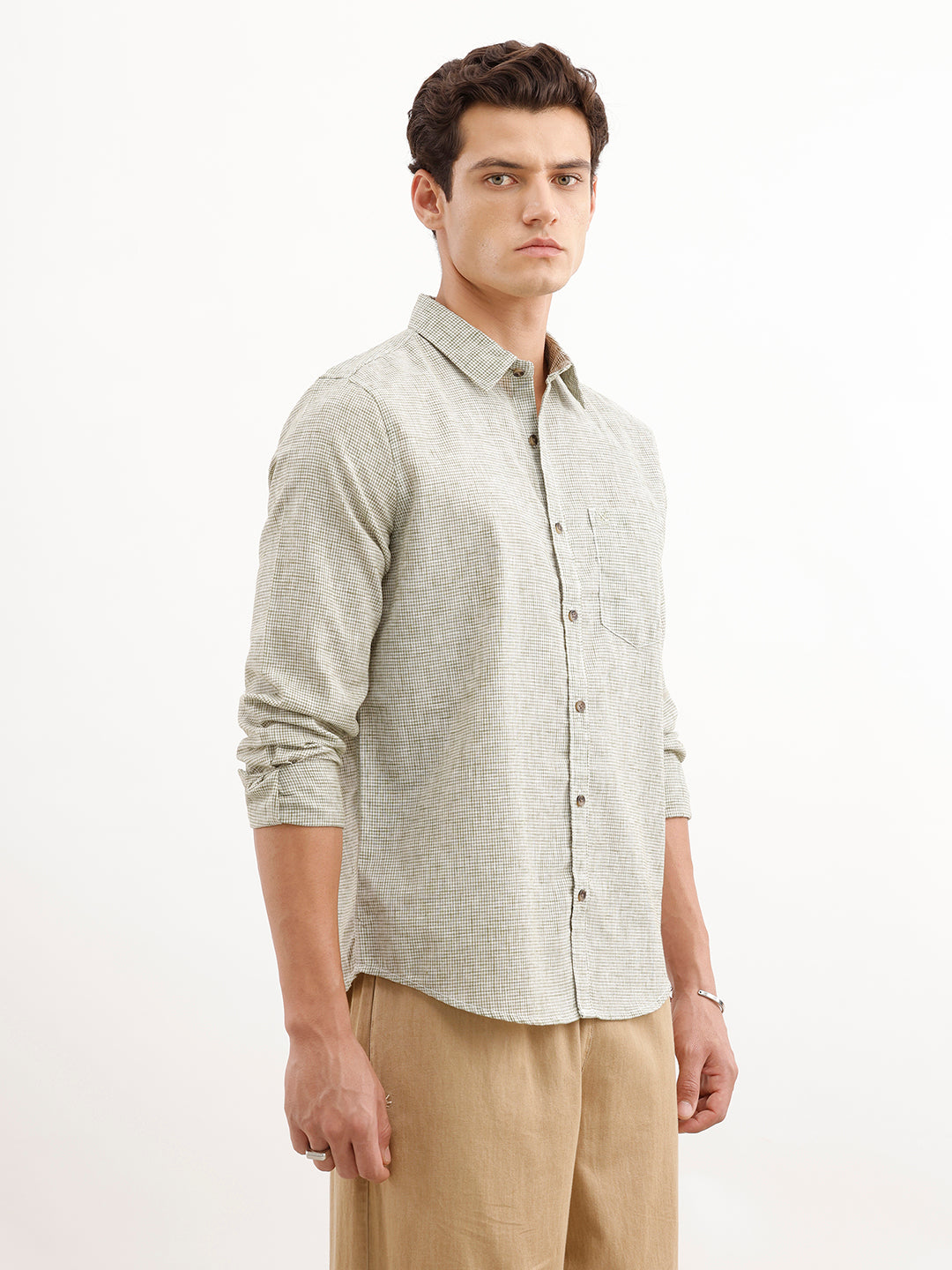 Classic Regular Fit Chekered Shirt  | Green