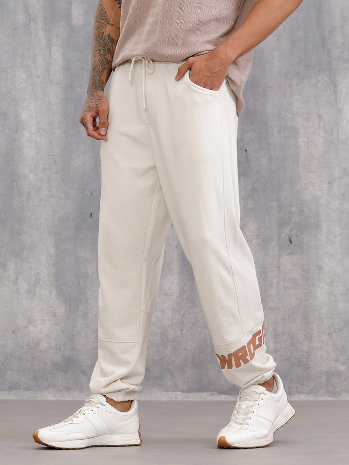Cut&Sew Comfort Fit Jogger With Hd Print | White