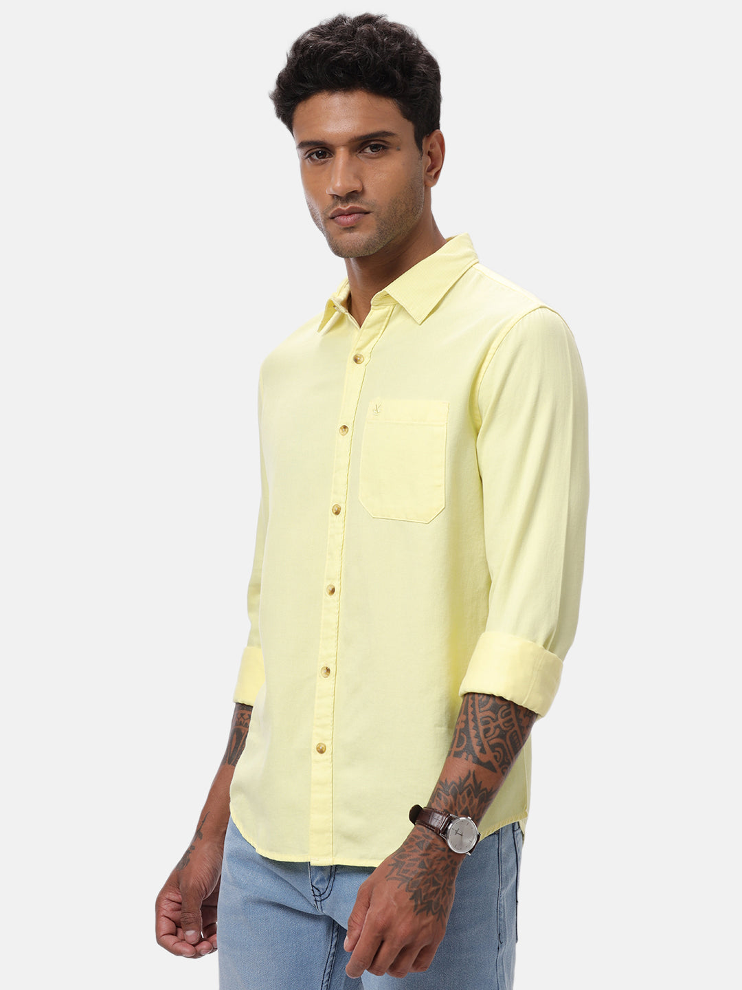 Lime Yellow Solid Basic Shirt