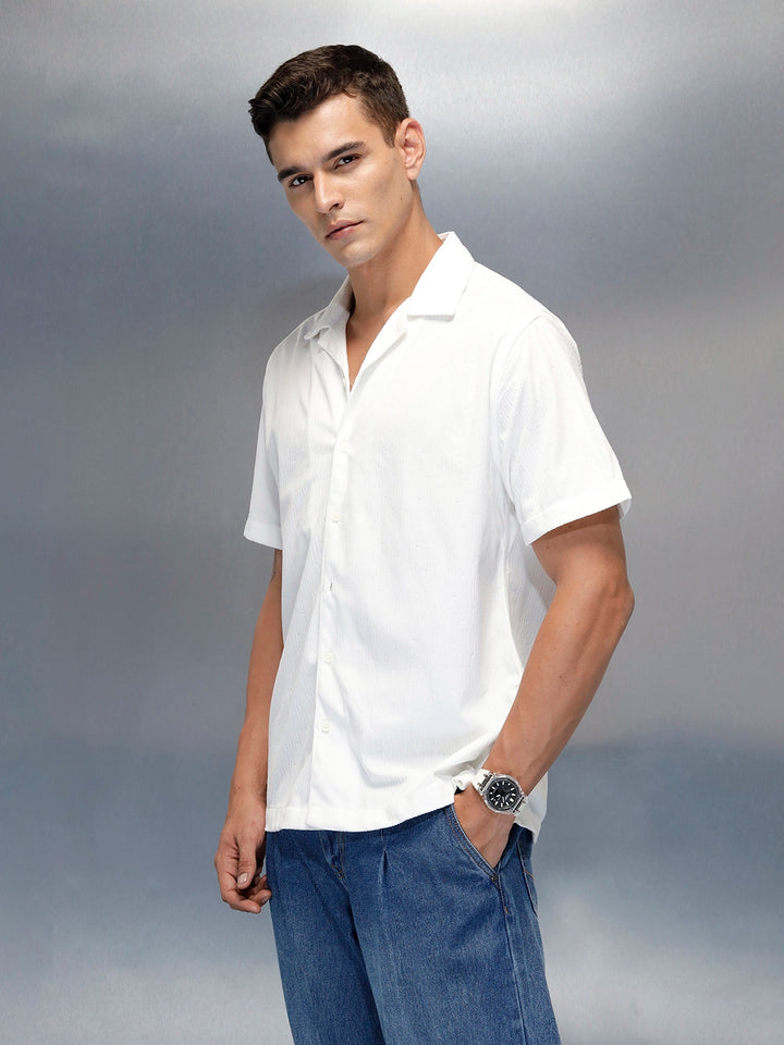 Textured Classic Men’s Comfort Fit Shirt | White