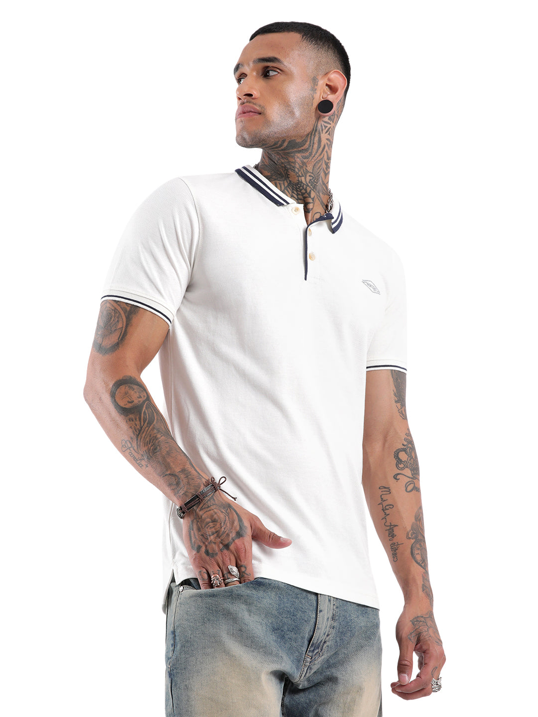 Classic White Tipping Polo T-Shirt