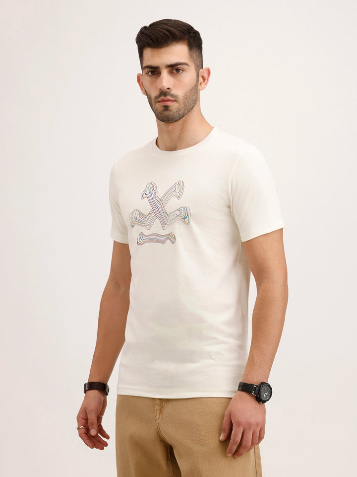 Slim Fit Placement Printed T-Shirt | Off White