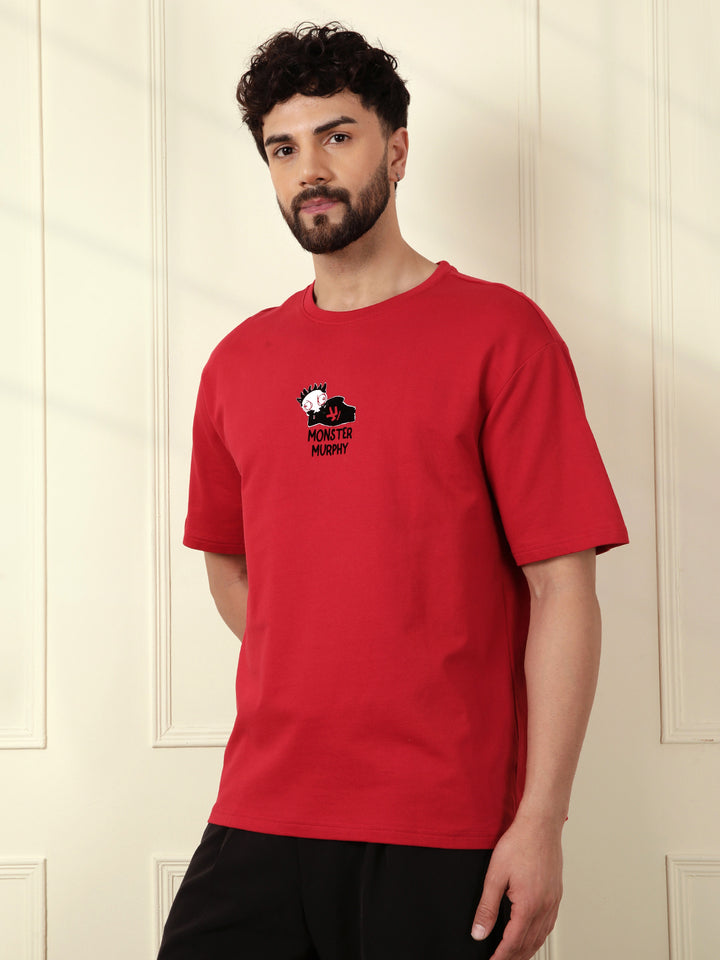 Heavy GSM Printed Monster T-Shirt | Red