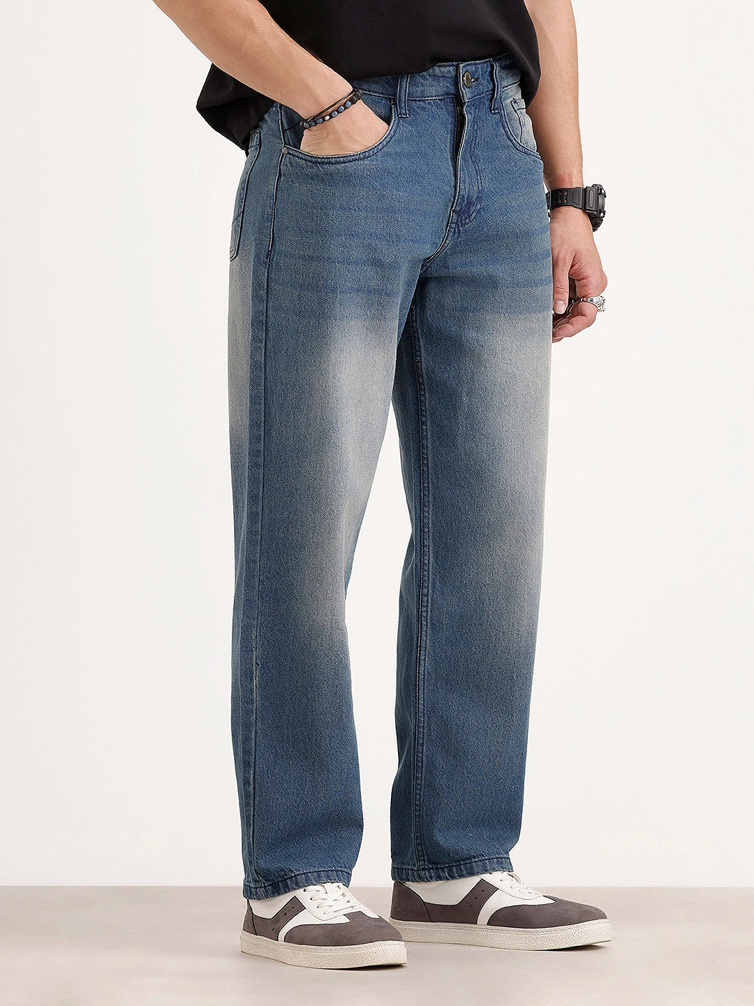 Faded Loose Fit Denim Jeans | Light Blue