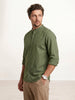 Solid Slim Fit Mandrin Collar Shirt | Olive