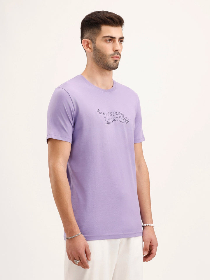 Slim Fit Embroidered T-Shirt | Lavender