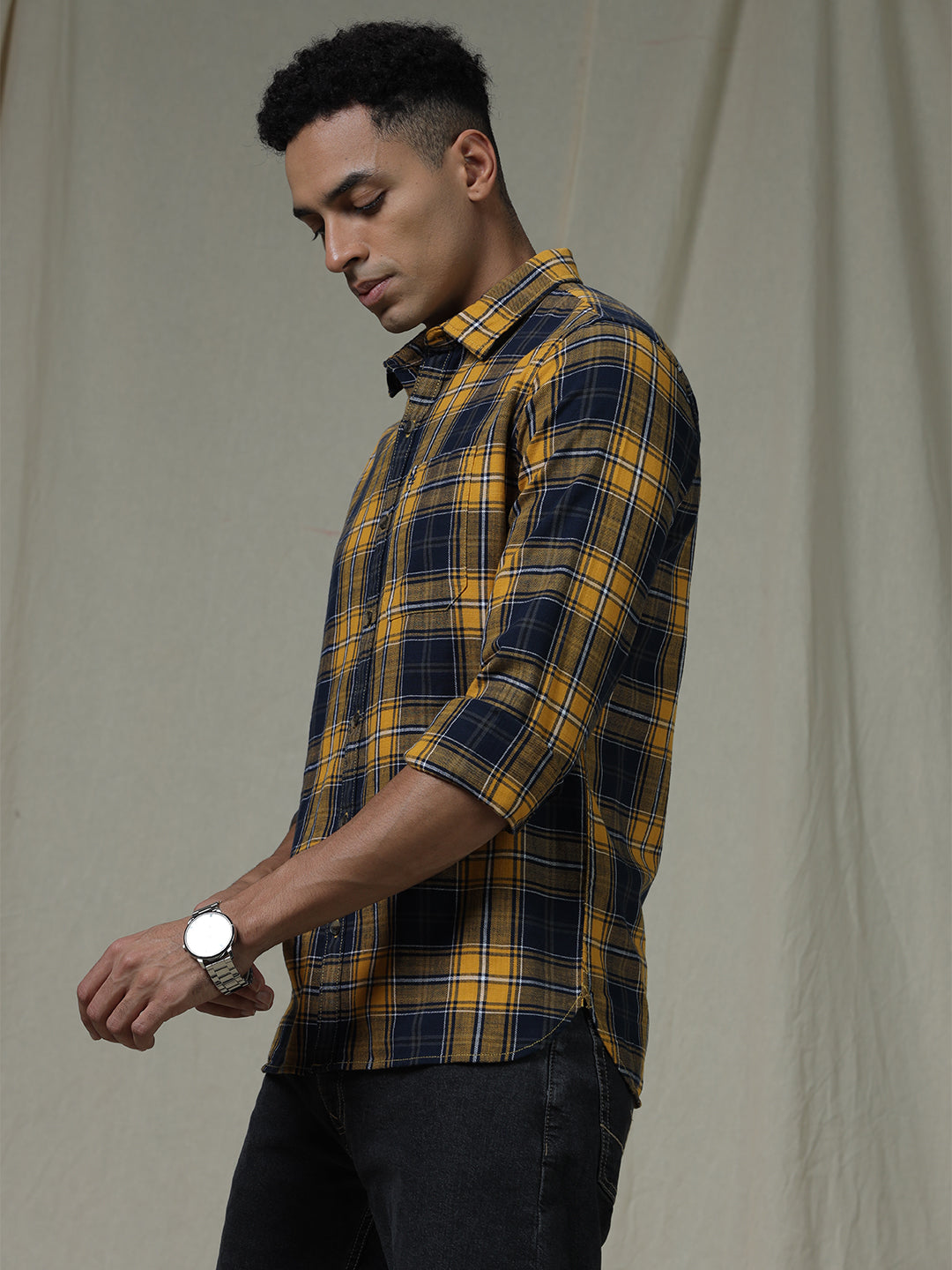 Checked Grids Yellow Shirt