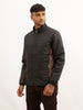 Solid Regular Fit Zipper Puffer Jacket | Black