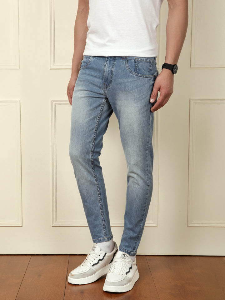 Faded Skinny Crop Jeans | Light Blue