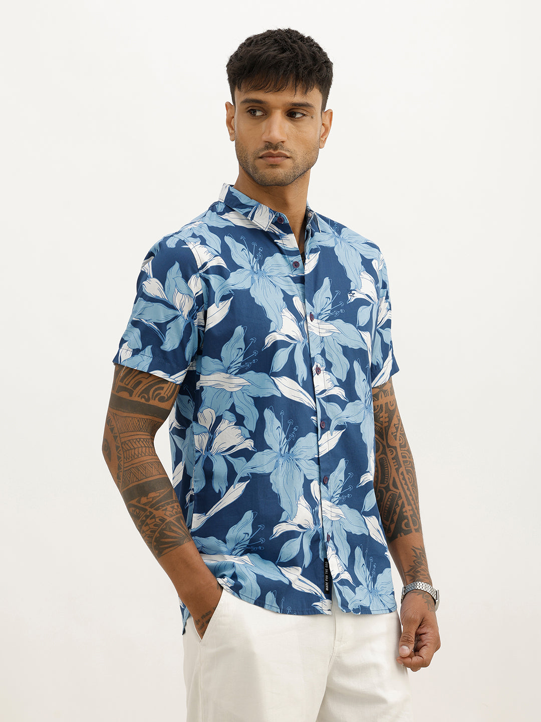 Classic Slim Fit AOP Shirt | Blue