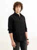 Solid Comfort Fit Textured Shirt | Black