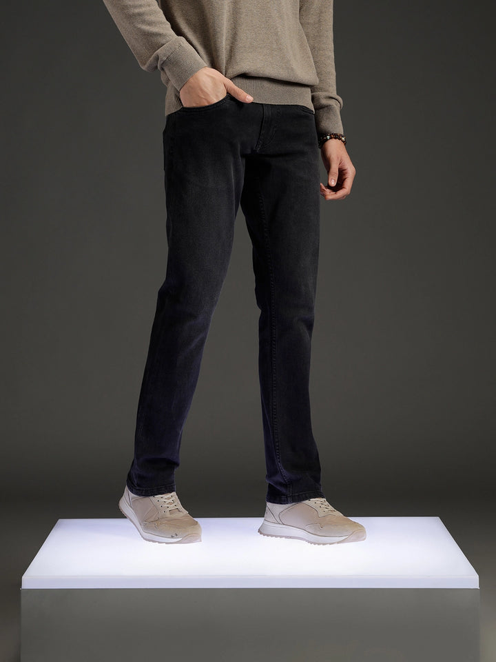 men's causal straight fit jeans | Black