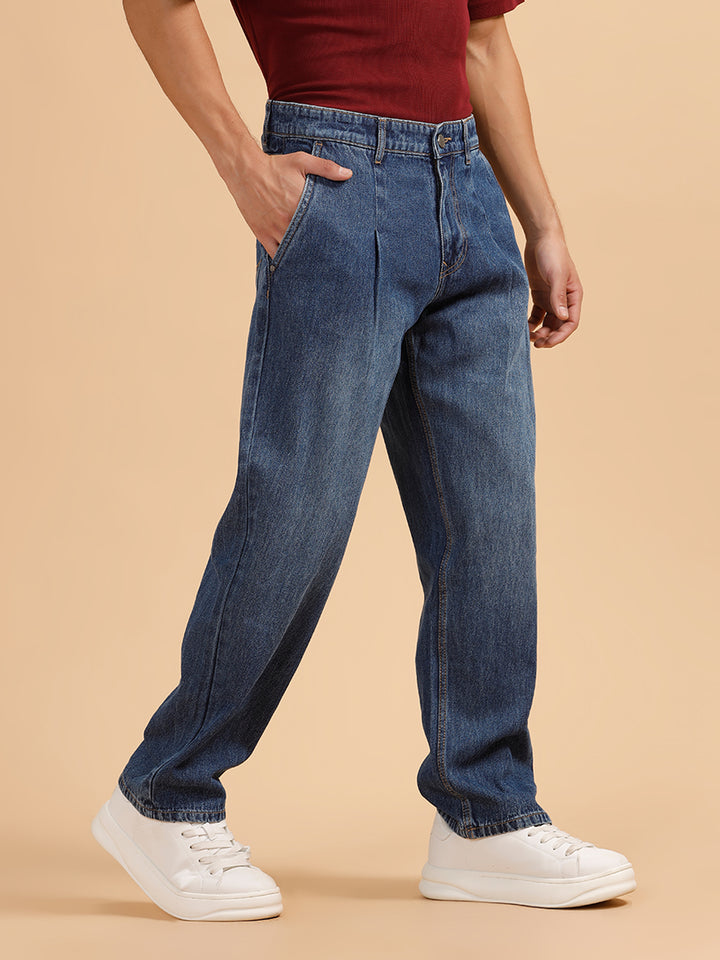 Heavy Fade Loose Fit Jeans | Dark Blue