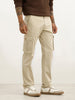 Solid Straight Fit Cargo Trouser | Beige