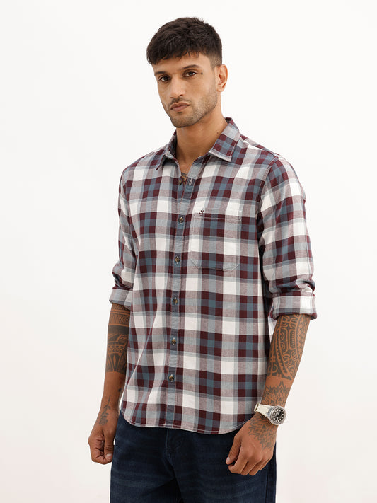 Classic Regular Fit Checkered Shirt | Wine
