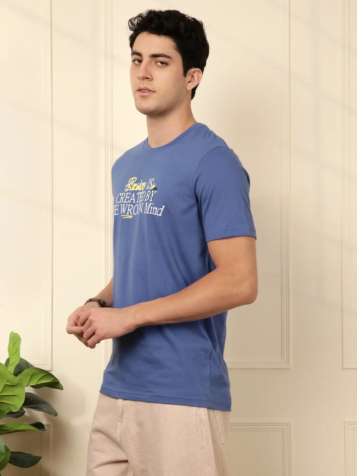 Wrogn Mind Printed Blue T-Shirt