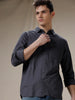 Solid Cotton Blend Grey Shirt