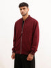 Solid Slim Fit Zipper Jacket | Wine