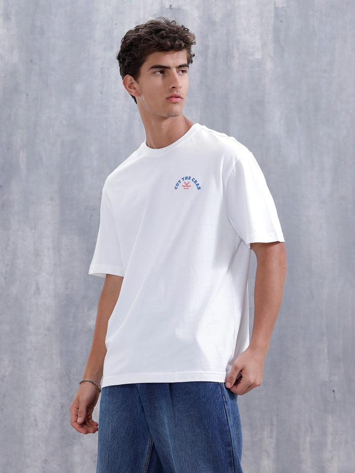 Men’s Casual Oversized Fit Graphic T-Shirt | White