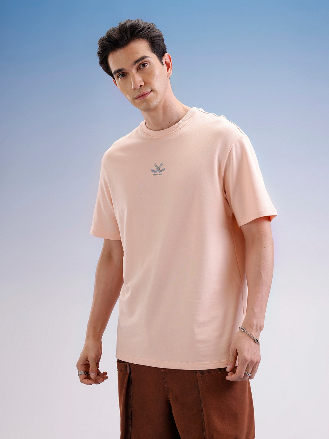 Oversized Back Printed T-Shirt  | Peach