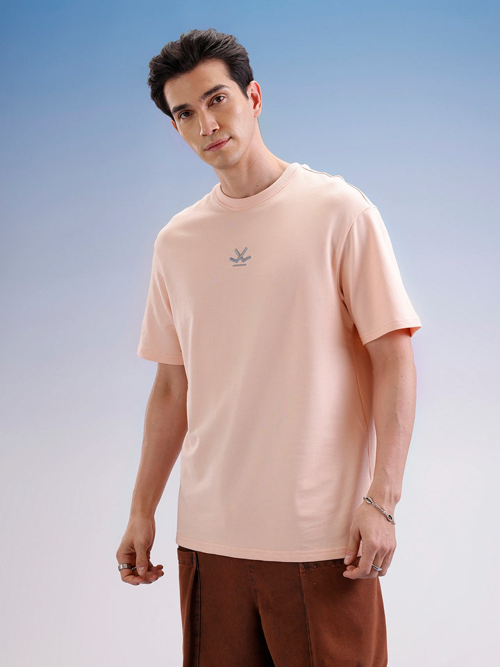 Oversized Back Printed T-Shirt  | Peach