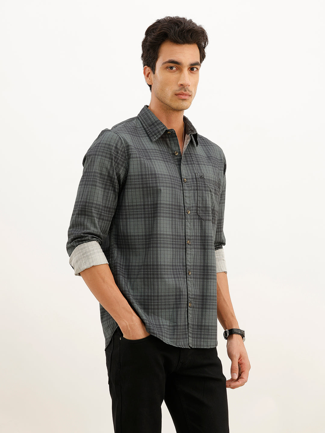 Regular Fit Checkered Shirt | Green