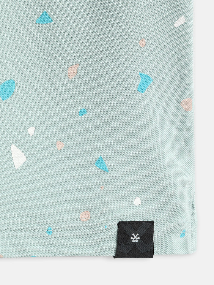 Printed Slim Fit Polo T-Shirt | Olive