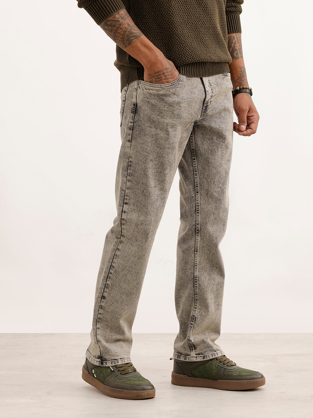 Washed Anti Fit Denim Jeans | Grey