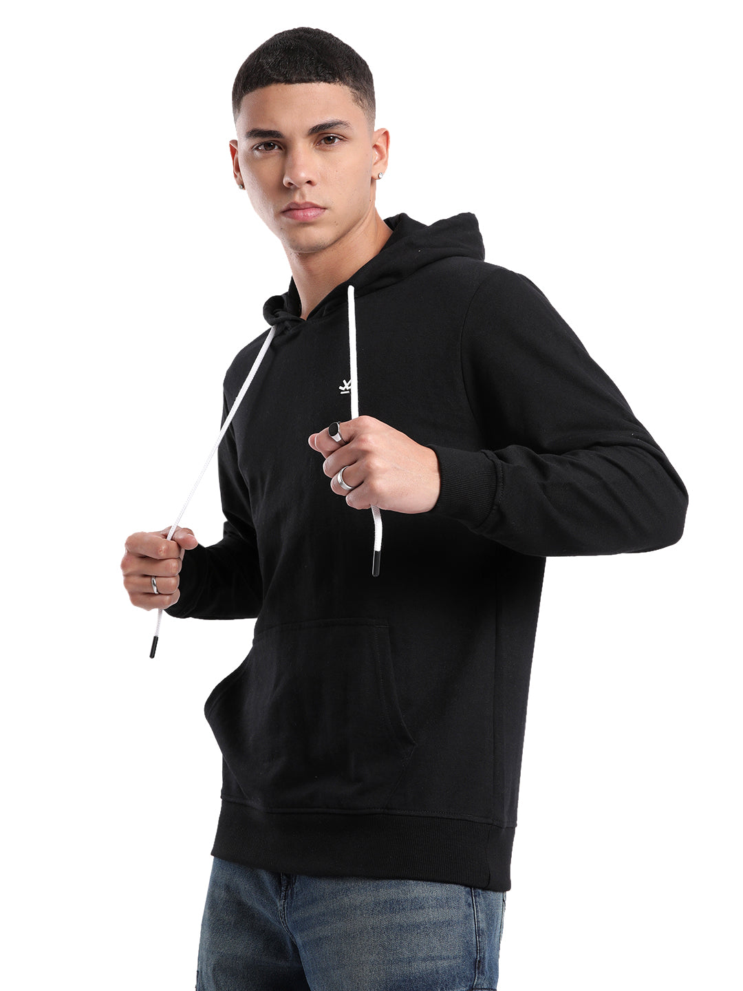 Black Casual Full Sleeve Hoodie