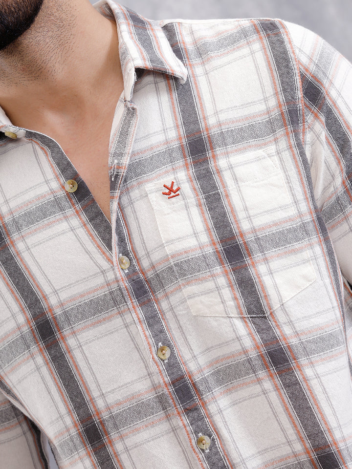 Dobby Textured Shirt In Slim Fit | White