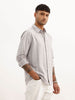 Slim Fit Striped Embroidered Detail Shirt | Grey