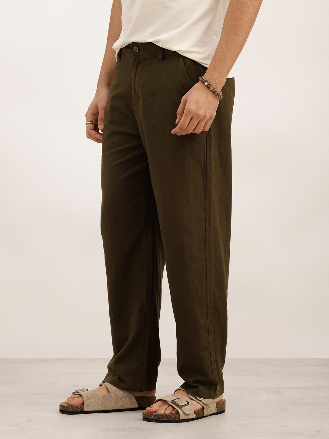 Solid Loose Fit Trouser | Olive