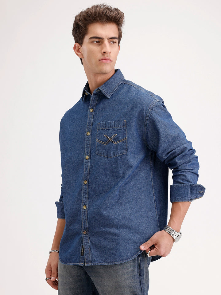Oversized Fit Denim Shirt | Blue